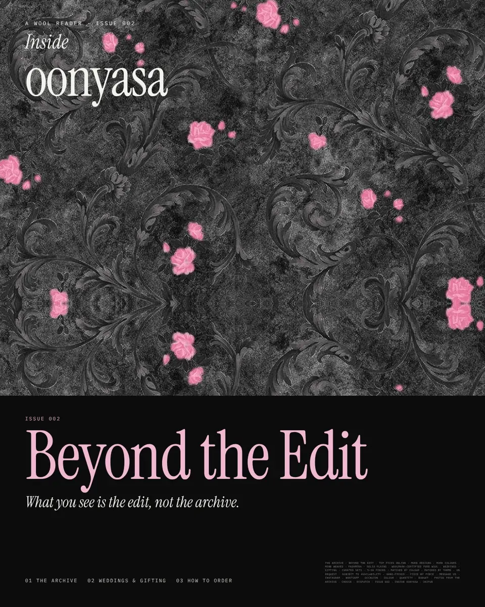 Inside oonyasa, Issue 002, Beyond the Edit: what you see is the edit, not the archive.
